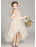 Cold Shoulder Star Tulle High Low Flower Girl Dress